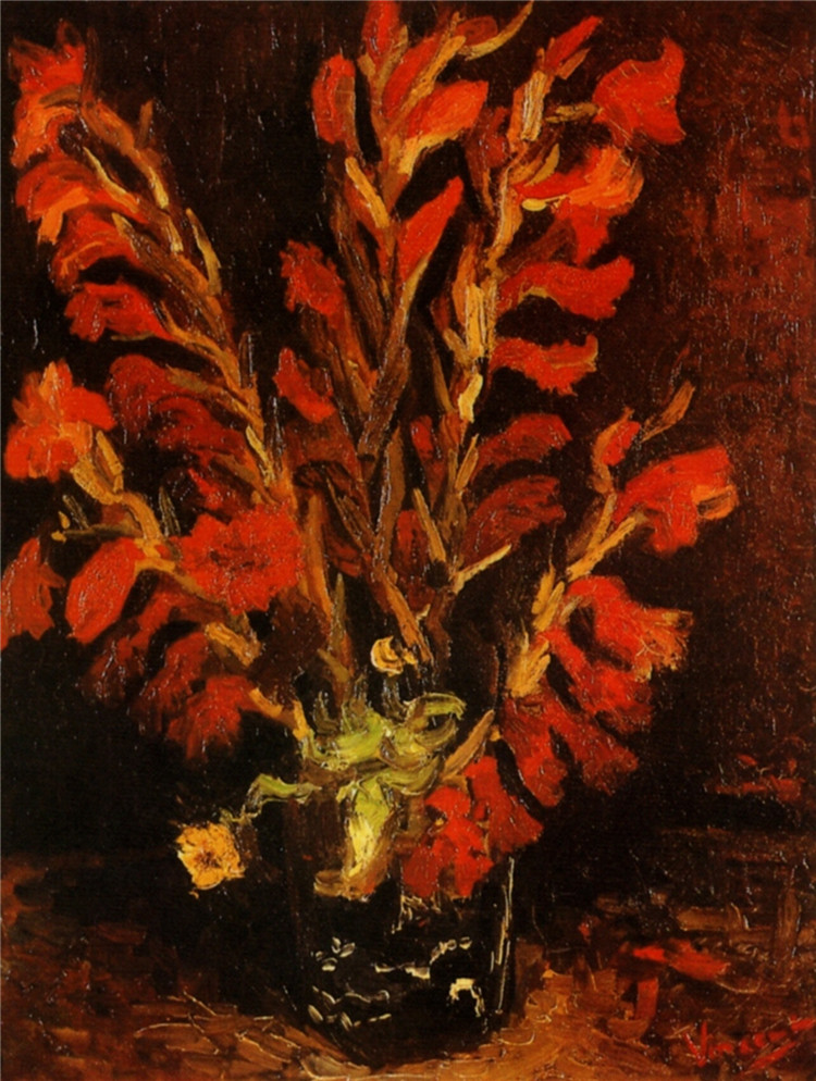 Vase With Red Gladioli 3 Van Gogh Oil Painting